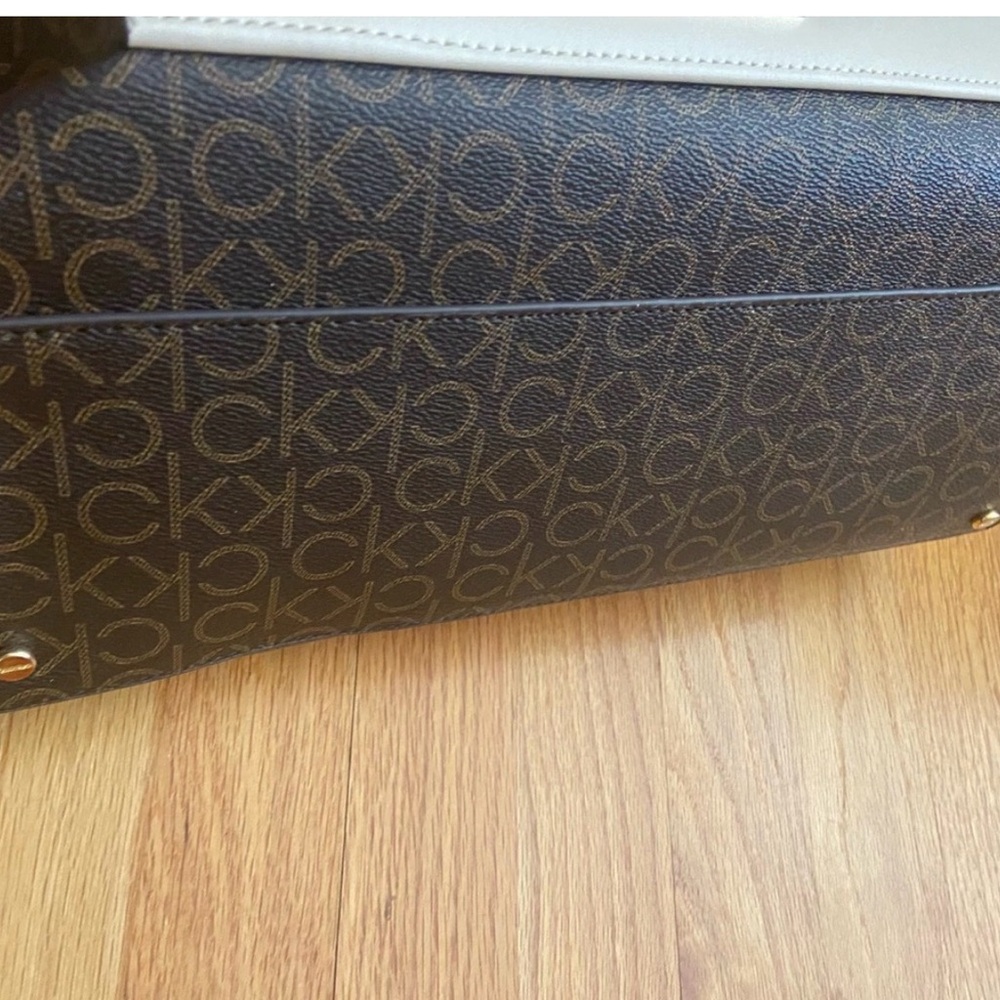 Beautiful Calvin Klein Black and Brown Monogram Shoulder Bag